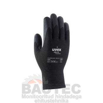 Töökindad külma ilma jaoks, Uvex Unilite Thermo Plus, mustad, suurus 9