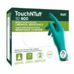 Ühekordsed nitriilkindad Ansell TouchNTuff 92-600, 0,12mm, suurus XL (9,5-10), sile peopesa, rohelised, 20tk pakis