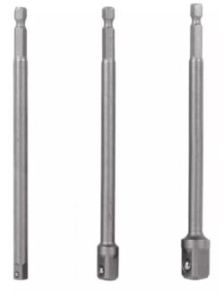 1/4" kuuskant pikkade adapterite kmpl 3tk (1/4" - 3/8" - 1/2") Truper
