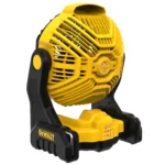 Kollane kaasaskantav ventilaator musta alusega