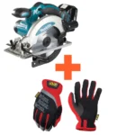 Akuketassaag ja kaitsekindad komplektis.