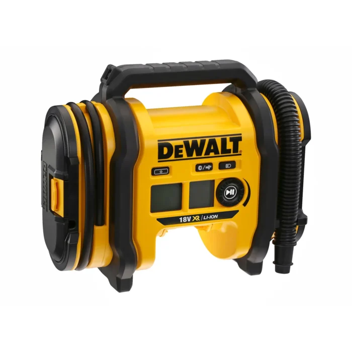Akkuga kompressor Dewalt, kollane, kaasaskantav.