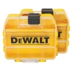 Kollane DeWalt tööriistakast läbipaistva kaanega