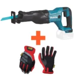 Makita tikksaag ja mehaaniku kindad komplektis.