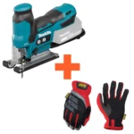 Tikksaag ja kindad koos komplektis.