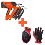 Naelpüstol ja kaitsekindad komplektina