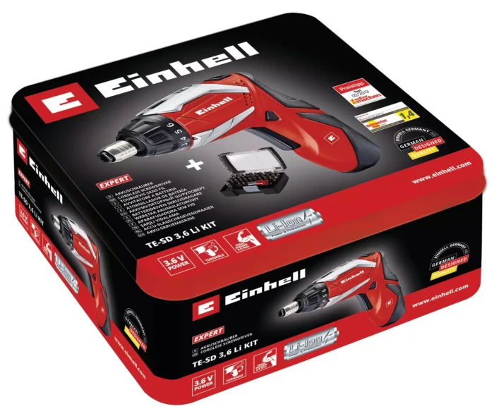 Einhell juhtmeta kruvikeeraja komplekt pakendis