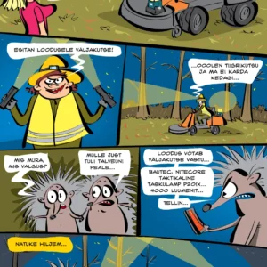 Villu koomiks töövalgustite ja siilidega metsas