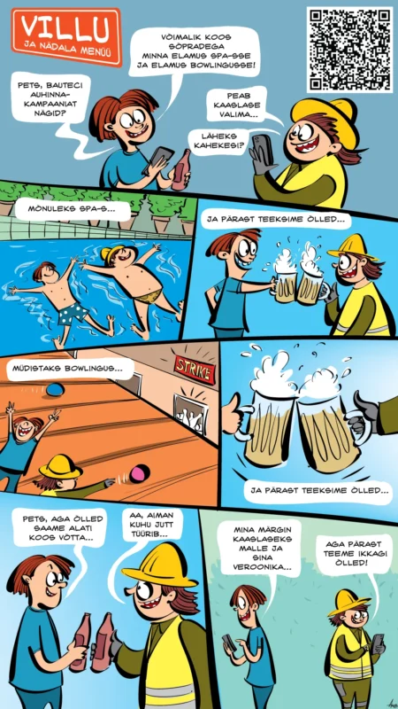 Sõbrad räägivad spa- ja bowlingupäevast.