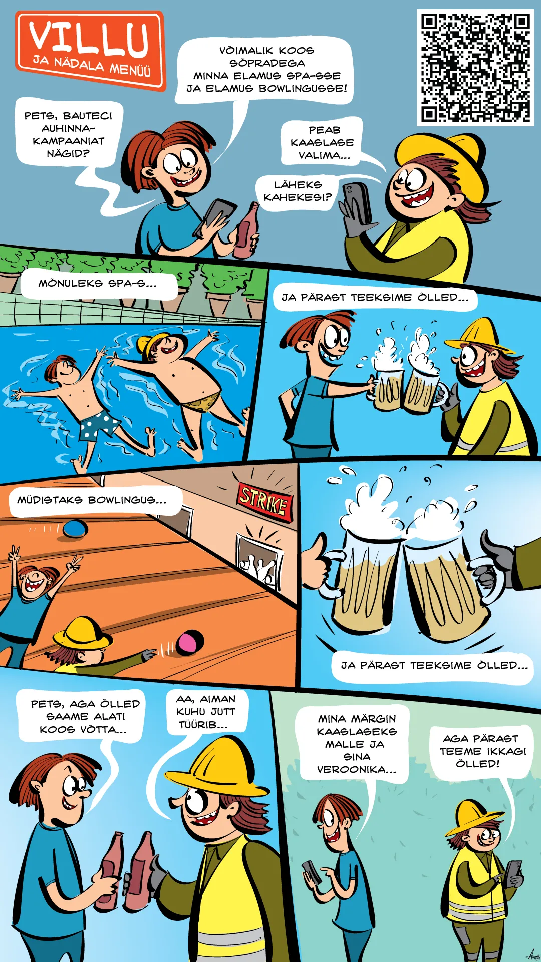 Sõbrad räägivad spa- ja bowlingupäevast.
