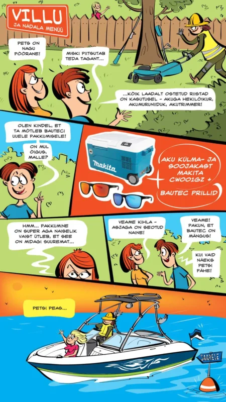 Koomiks lugu Villu aiatöödest ja pakkumisest.